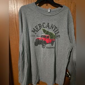 Gray Long Sleeve Shirt with Red Truck Graphic
